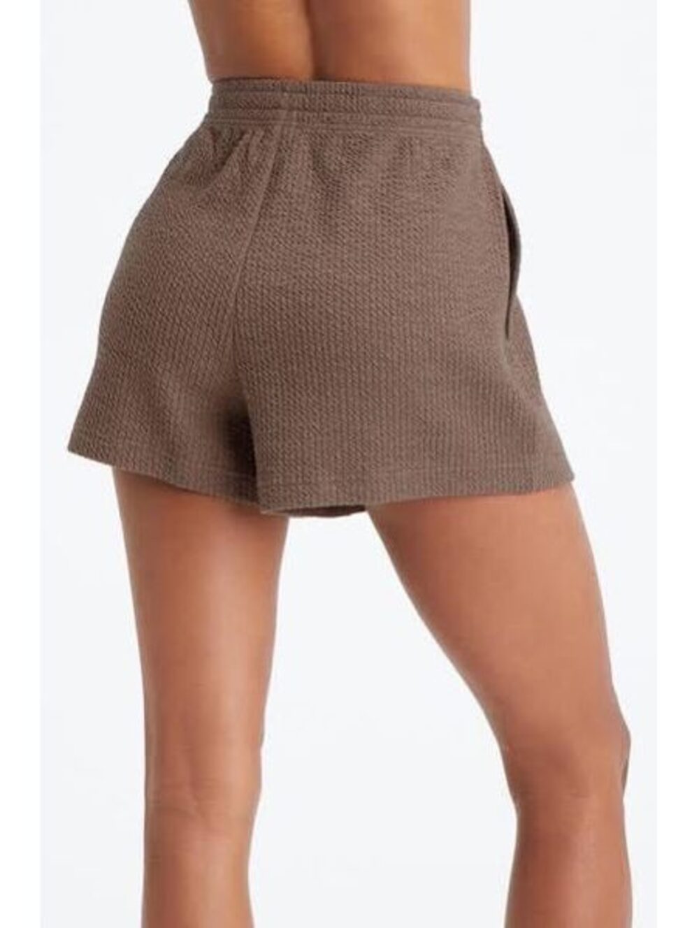 Fabletics Medium $50 Crinkle Knit High Waisted Brown Textured Athletic Shorts